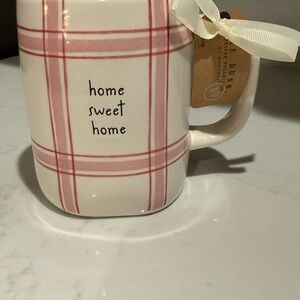 Rae Dunn Red & Pink Plaid Mug